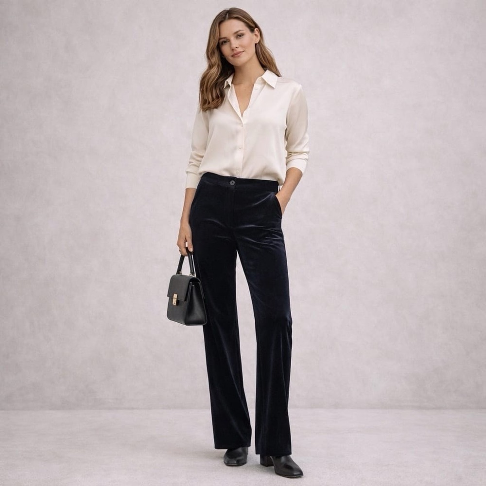 MASSIMO‎ DUTTI New Women's Size 8 MULBERRY SILK Velvet Pants Trousers 5093/692